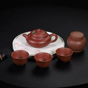 紫泥仿古一壺3杯茶葉罐茶具禮盒套裝組