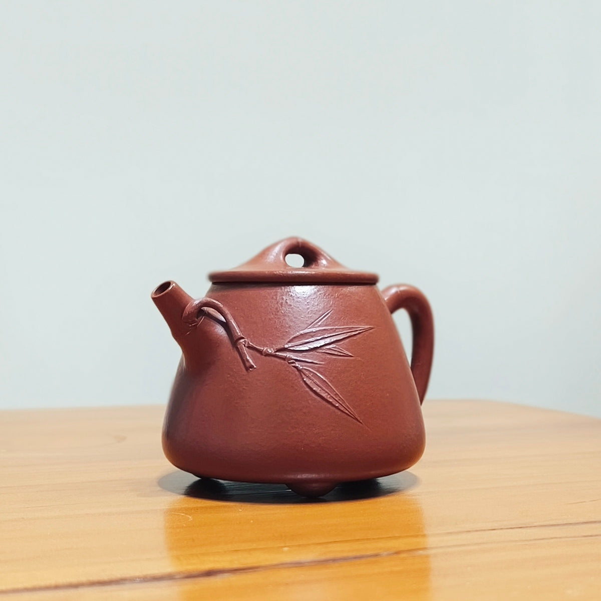 宜興紫砂壺朱泥竹葉高石瓢壺150CC
