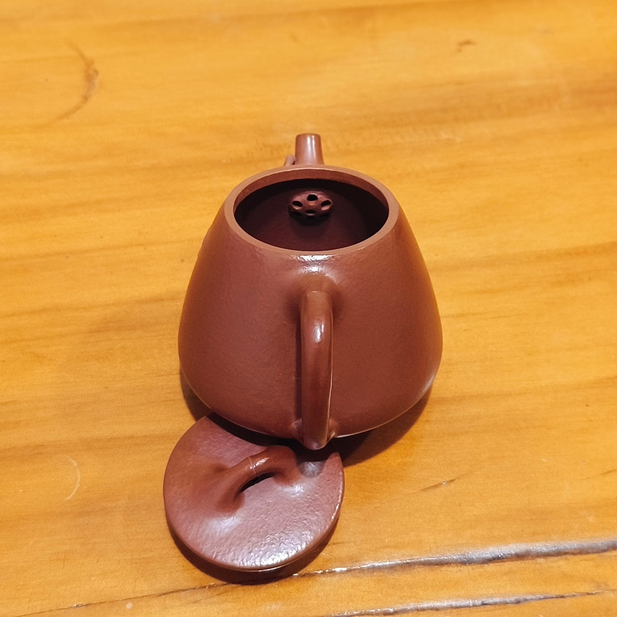 宜興紫砂壺朱泥竹葉高石瓢壺150CC 內推球孔