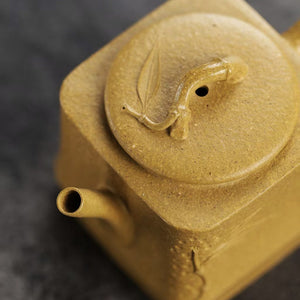 宜興紫砂壺段泥四方竹韻壺120cc蓋子竹節