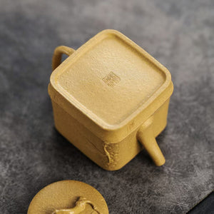 宜興紫砂壺段泥四方竹韻壺120cc壺底落款陳春芬