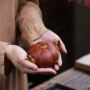 宜興紫砂壺降坡泥南瓜壺200cc精美花塑器型