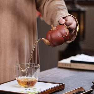 宜興紫砂壺降坡泥南瓜壺200cc精美花塑器型