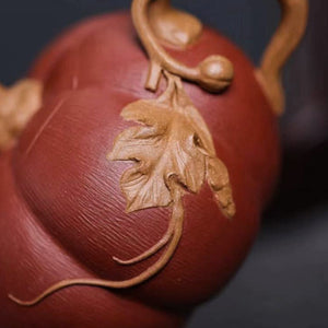 宜興紫砂壺降坡泥南瓜壺200cc精美花塑器型