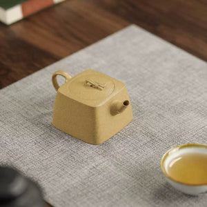 宜興紫砂壺段泥小品四方雲竹壺120cc