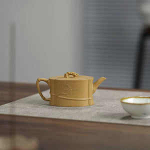 宜興紫砂壺段泥海棠竹節壺120cc