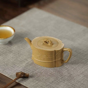 宜興紫砂壺段泥海棠竹節壺120cc