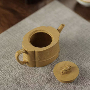 宜興紫砂壺段泥海棠竹節壺120cc