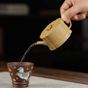 宜興紫砂壺段泥海棠竹節壺120cc