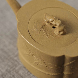 宜興紫砂壺段泥海棠竹節壺120cc