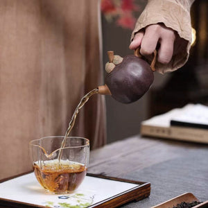 宜興紫砂壺花塑器形紫泥山竹壺120cc