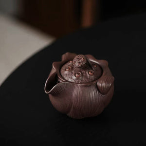 宜興紫砂紫泥蓮蓬手抓壺170cc