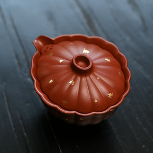 大紅袍朱泥菊瓣手抓壺一壺二杯旅行套組150cc