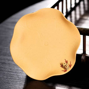 宜興紫砂茶具配件紫砂荷葉青蛙杯墊精美手工藝品段泥款