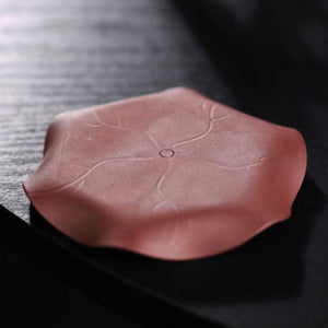 宜興紫砂茶具配件紫砂荷葉青蛙杯墊精美手工藝品紫泥款