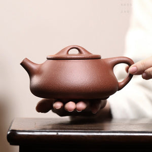 宜興紫砂壺原礦紅降坡泥景州石瓢壺350CC 大容量泡茶壺