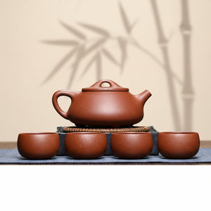 降坡泥景舟石瓢壺一壺4杯茶具禮盒套裝組