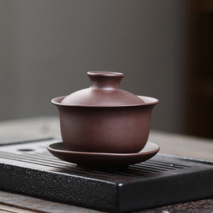 宜興紫砂蓋碗原礦紫泥150cc