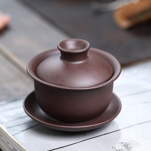 宜興紫砂蓋碗原礦紫泥150cc