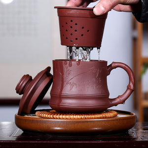 紫砂辦公杯蓋杯380cc竹影清風禮盒組