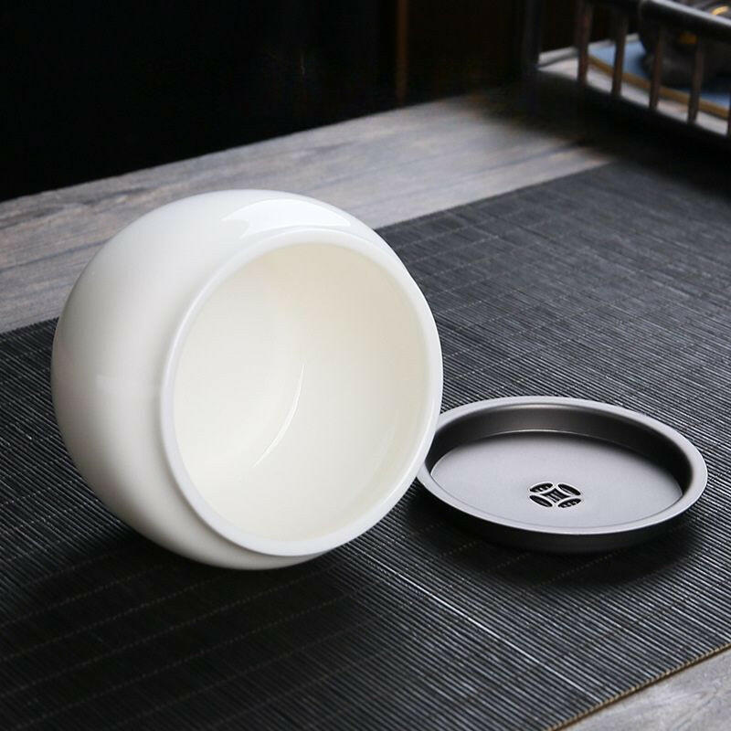 日式茶具羊脂玉瓷水方建水可當水洗使用精美雅緻