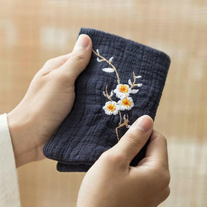 棉麻刺繡梅花茶巾