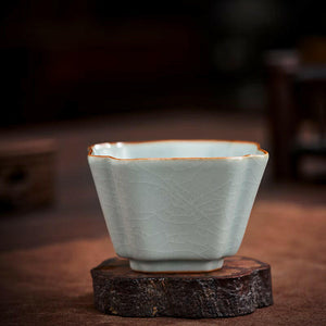 台灣豐子汝窯茶杯四稜杯
