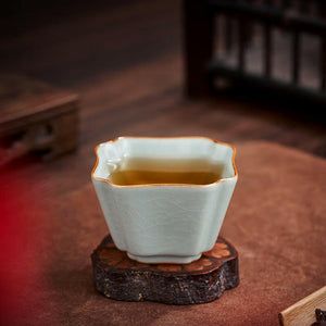 林德豐汝窯茶杯四稜杯