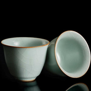 豐子汝窯茶杯高心對杯組.