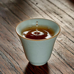 豐子汝窯茶杯高心對杯組.