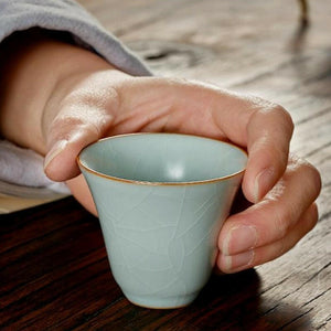 豐子汝窯茶杯高心對杯組.