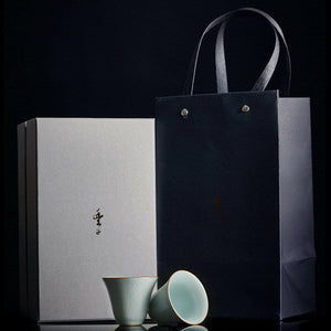 豐子汝窯茶杯高心對杯組.