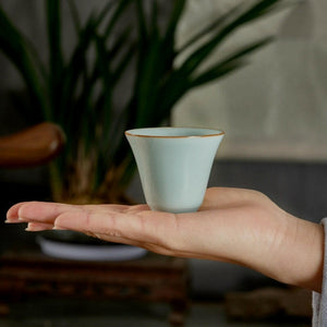 豐子汝窯茶杯高心對杯組.