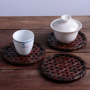 手工楠竹杯墊壺墊.