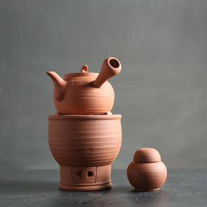 黃樹藩手拉紅泥小火爐炭酒精兩用爐-鼓型.