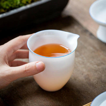甜白瓷公道杯陶瓷茶海行雲