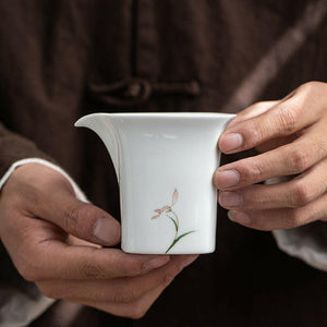 四方茶海公道杯白瓷手繪影青225cc