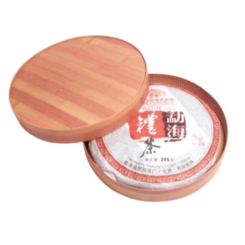 普洱茶餅收藏圓紙盒-竹紋色.