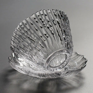 水晶玻璃樹紋品茗杯+荷花杯墊組.