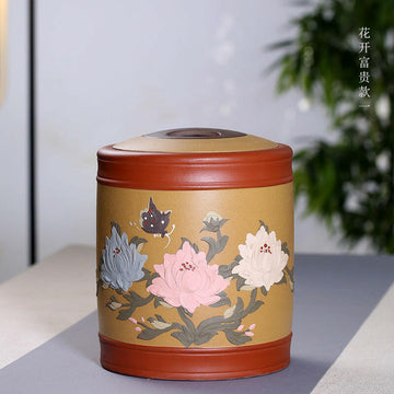 紫砂堆雕茶葉罐