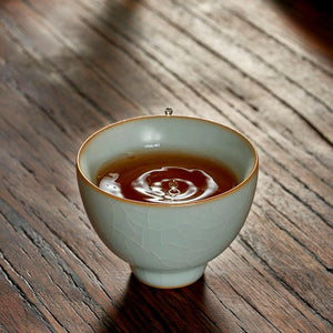 豐子汝窯茶杯丹心對杯組.