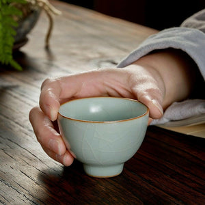 豐子汝窯茶杯丹心對杯組.