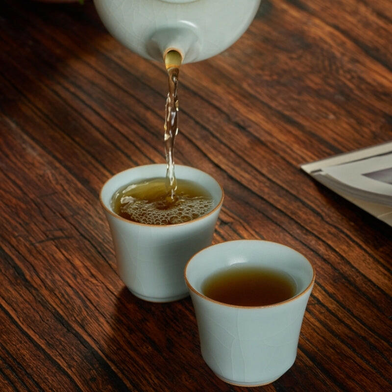 豐子汝窯茶杯-圓方對杯組.