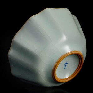 豐子汝窯茶杯-牡丹對杯組.