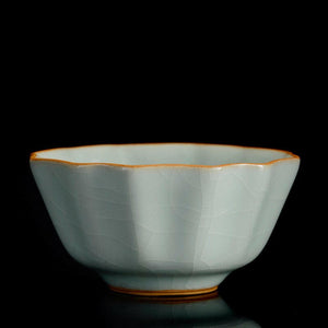 豐子汝窯茶杯-牡丹對杯組.