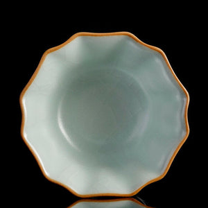 豐子汝窯茶杯-牡丹對杯組.