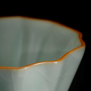 豐子汝窯茶杯-牡丹對杯組.