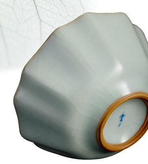 豐子汝窯茶杯-牡丹對杯組.