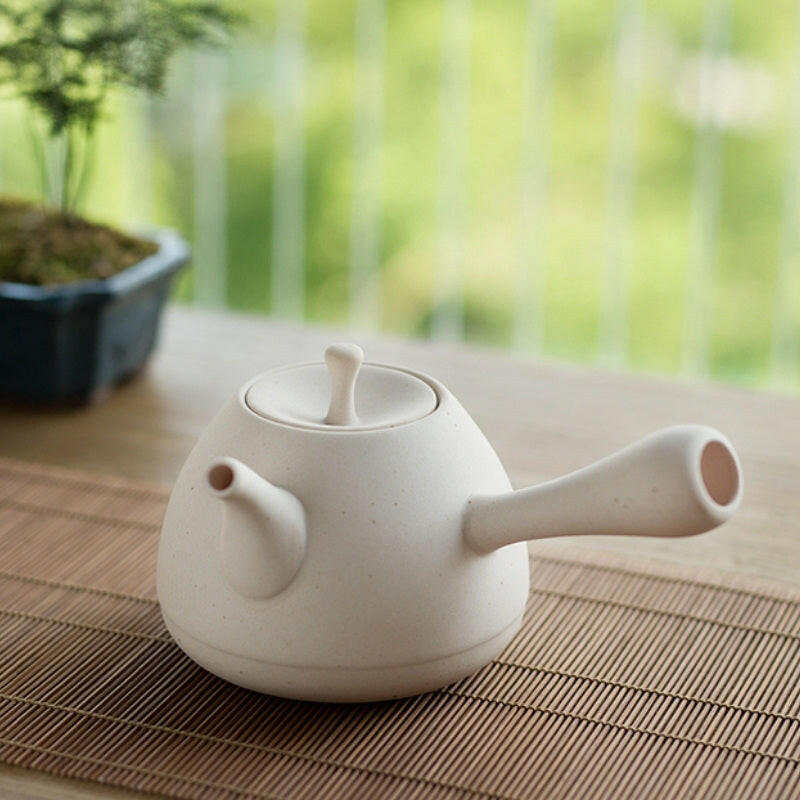 日式白泥側把砂銚煮茶壺功夫茶具.