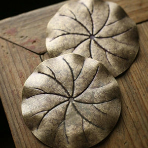 手工青銅杯墊杯托6客套組-葉子款